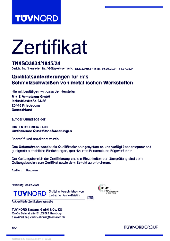 Zertifikat ISO-3834-2 Zertifikat ISO-3834-2