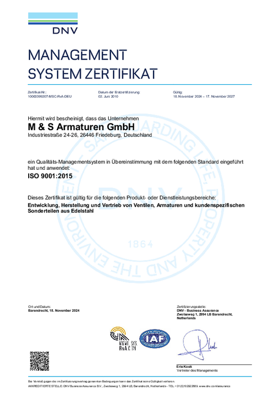 Zertifikat ISO-9001 2015 Zertifikat ISO-9001 2015