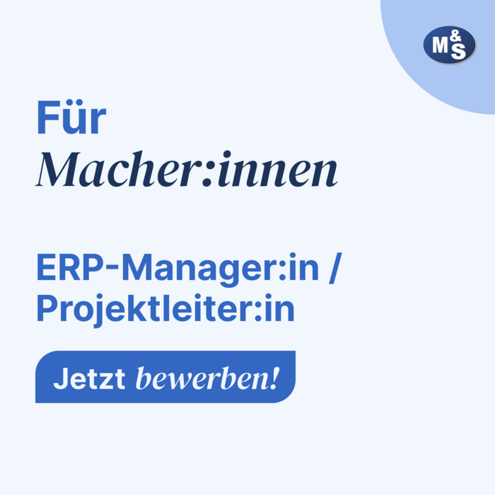 Stellenausschreibung ERP-Manager:in / Projektleiter:in Grafischer Text: Für MacherInnen: ERP-Manager:in/ Projektleiter:in Jetzt bewerben!